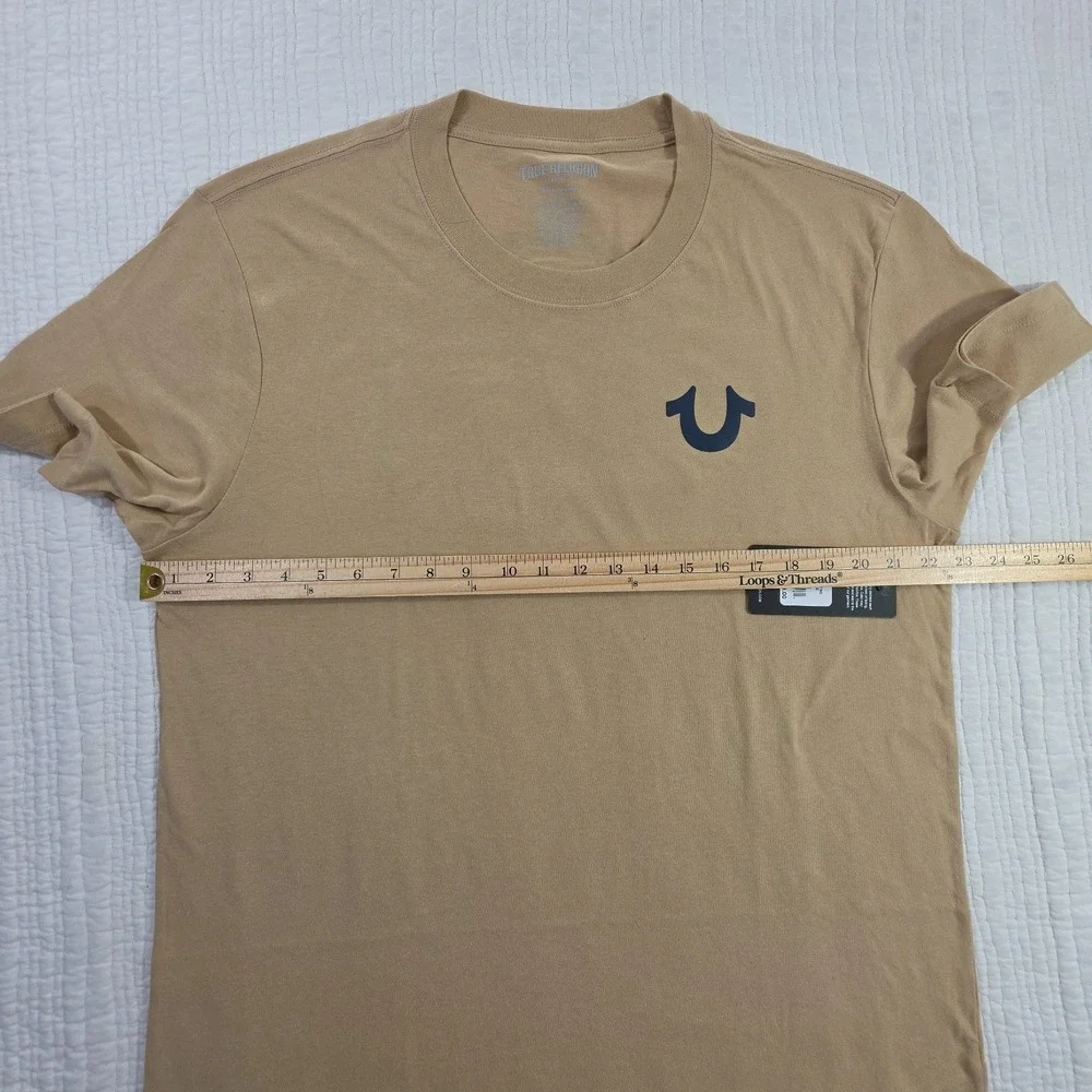 True Religion Men XL Horseshoe Logo T-Shirt Travertine Brown Graphic Tee NWT